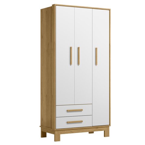 Guarda Roupa Infantil 3 Portas Slim Q Encanto Freijó/branco - Qmovi