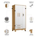 Ver imagem 3 de Guarda Roupa Infantil 3 Portas Slim Q Encanto Freijó/branco - Qmovi