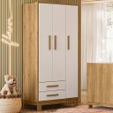 Ver imagem 2 de Guarda Roupa Infantil 3 Portas Slim Q Encanto Freijó/branco - Qmovi