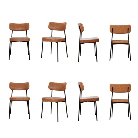 Kit com 8 Cadeiras para Sala de Jantar Mona Yescasa Marrom/Caramelo