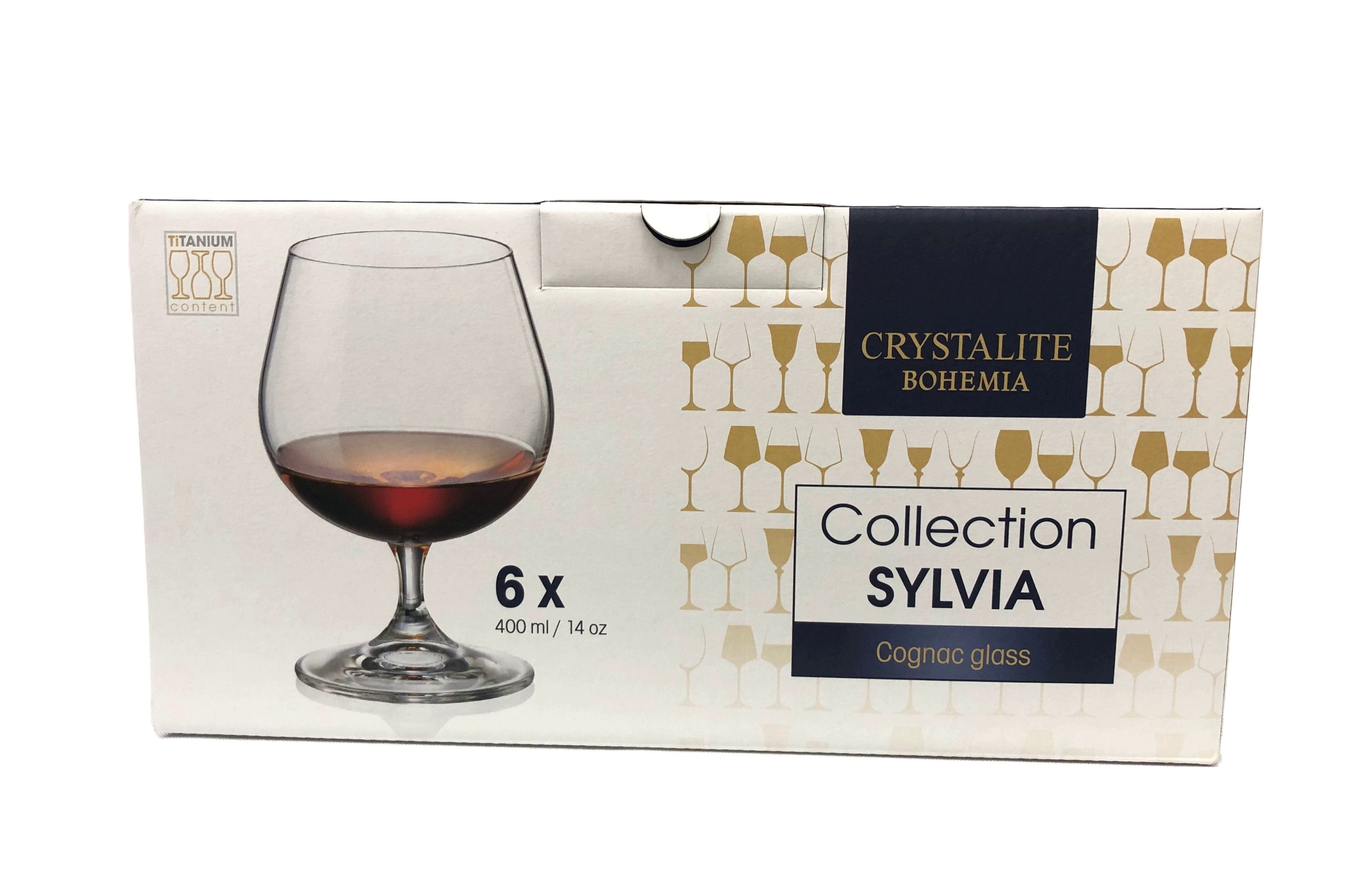 Conj 6 Taças Bohemia Titanium Sylvia Conhaque 400ml - 1