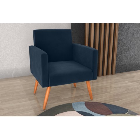 Poltrona Decorativa Dallas Veludo Azul E433 - Matrix