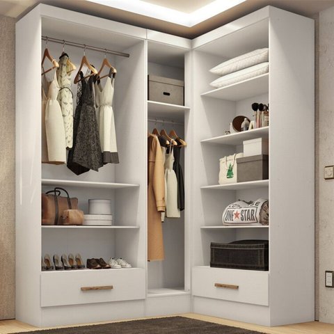 Closet Modulado de Canto 3 Peças 2 Gavetas Smart Plus