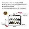 Sapateira Moderna em Mdf Preto com Prateleiras e Espaço para Celular em Estilo Industrial - 4