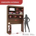 Ver imagem 5 de Guarda-Roupa Solteiro 2 Portas com Cabeceira Gênova Plus Cinza/Ipê Wood/Grafite