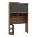 Ver imagem 3 de Guarda-Roupa Solteiro 2 Portas com Cabeceira Gênova Plus Cinza/Ipê Wood/Grafite