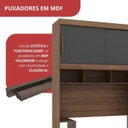 Ver imagem 7 de Guarda-Roupa Solteiro 2 Portas com Cabeceira Gênova Plus Cinza/Ipê Wood/Grafite