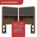 Ver imagem 6 de Guarda-Roupa Solteiro 2 Portas com Cabeceira Gênova Plus Cinza/Ipê Wood/Grafite