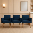 Ver imagem 2 de Kit 3 Poltronas: Elegância e Glamur Absolutos no Salão Azul-marinho