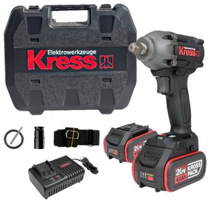Chave Impacto sem Fio Kress Kub30.1 Mandril 1/2 12,7mm 2 Baterias 20v Cinto Soquete Carregador e Mal