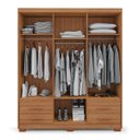Ver imagem 4 de Guarda Roupa Casal 6 Portas 4 Gavetas Primacy Marrom/Freijó