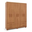Ver imagem 2 de Guarda Roupa Casal 6 Portas 4 Gavetas Primacy Marrom/Freijó