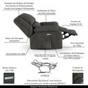 Ver imagem 3 de Poltrona do Papai Reclinável Sala de Cinema Madrid Elétrica Touch Massagem USB Linho Chumbo G26 Gran