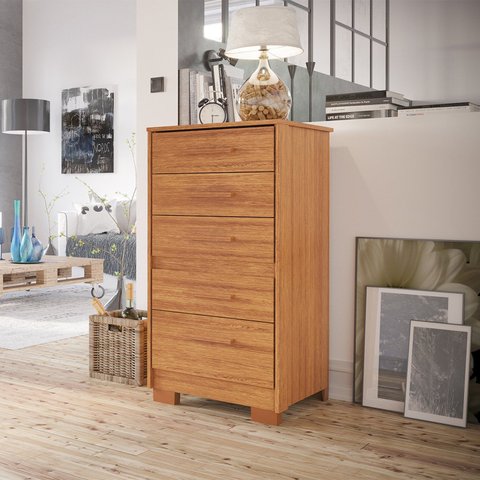Cômoda 5 Gavetas 55cm x 46,5cm Primacy Marrom/Freijó