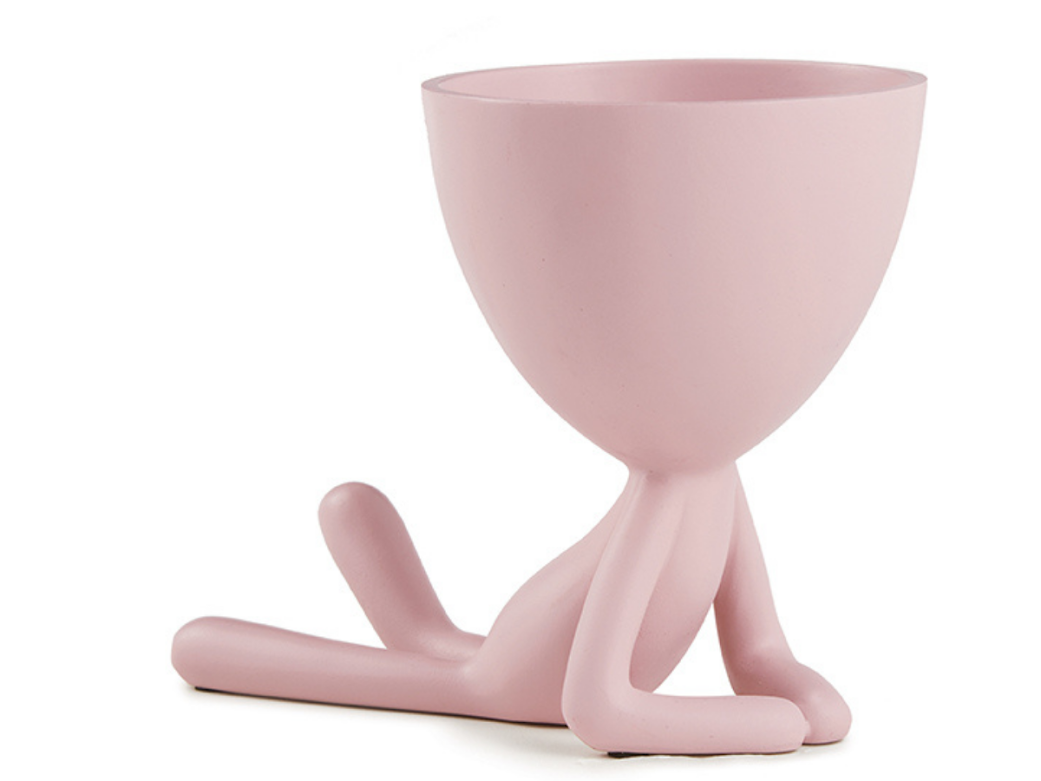 Cachepot Vaso Rosa Decorativo Poliresina Robert Bruço - 1