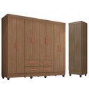 Ver imagem 1 de Guarda Roupa Casal Porto 8 Portas e Armário Multiuso Lite Carvalho Oak - Móveis Leão