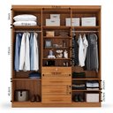 Ver imagem 4 de Guarda-Roupa Casal com Espelho Capelinha 7 Portas 4 Gavetas Advantage Marrom/Freijó