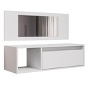 Ver imagem 1 de Penteadeira Camarim com Espelho Suspensa 90cm 1 Porta Elle M24 Branco - Mpozenato