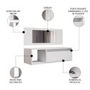 Ver imagem 3 de Penteadeira Camarim com Espelho Suspensa 90cm 1 Porta Elle M24 Branco - Mpozenato