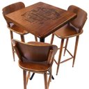 Ver imagem 1 de Cj Mesa Madeira 60x60cm - Bistrô Fixa 98cm + 3 Banquetas 73 - Natural - Família e Amigos
