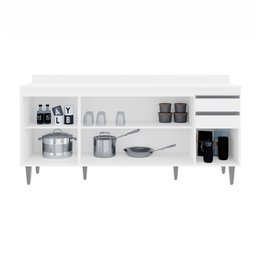 Balcão de Cozinha Ágatha C/ Tampo 180cm Branco - Belliv Decor - 3