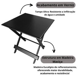 Mesa Dobrável Madeira para Bar 70x70cm - 4