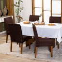 Ver imagem 4 de Kit Capas de Cadeira Jantar Lisa Ajustável C/ Elástico 08 Pçs - para Cozinha Malha Gel Tabaco