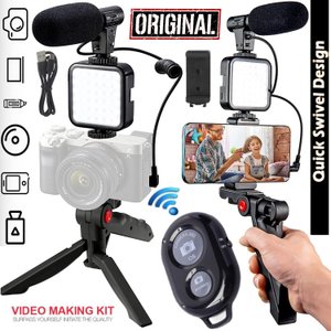 Estabilizador Mão Suporte Celular Câmera Luz Led Iluminação
