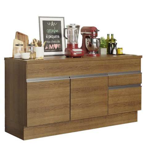 Balcão de Pia Armário de Cozinha 150 cm 2 Portas e 2 Gavetas (Com Tampo) Rustic Glamy Madesa