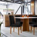 Ver imagem 1 de Conjunto Sala de Jantar Mesa Tampo Vidro/MDF Anitta 120cm com 4 Cadeiras Ana Marrom/Off White