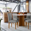 Ver imagem 1 de Conjunto Sala de Jantar Mesa Tampo Vidro/MDF Anitta 120cm com 4 Cadeiras Ana Marrom/Off White