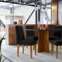 Ver imagem 1 de Conjunto Sala de Jantar Mesa Tampo Vidro/MDF Anitta 120cm com 4 Cadeiras Ana Marrom/Preto