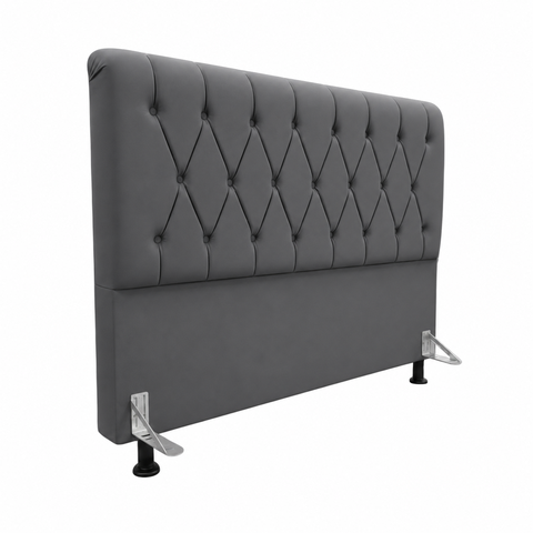 Cabeceira de Cama Box King 195 cm Mallu - Veludo Cinza Grafite