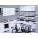 Ver imagem 1 de Kit 12 Capas de Cadeira + Toalha de Mesa + Cortina Sala de Jantar Cozinha Dos Sonhos Completa Estamp