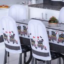 Ver imagem 2 de Kit 12 Capas de Cadeira + Toalha de Mesa + Cortina Sala de Jantar Cozinha Dos Sonhos Completa Estamp