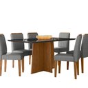 Ver imagem 2 de Conjunto Sala de Jantar Mesa Tampo Vidro/MDF Anitta 160 cm com 6 Cadeiras Ana Marrom/Preto