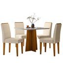 Ver imagem 2 de Conjunto Sala de Jantar Mesa Tampo Vidro/MDF Anitta 90cm com 4 Cadeiras Ana Marrom/Off White