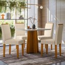 Ver imagem 1 de Conjunto Sala de Jantar Mesa Tampo Vidro/MDF Anitta 90cm com 4 Cadeiras Ana Marrom/Off White