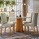 Ver imagem 1 de Conjunto Sala de Jantar Mesa Tampo Vidro/MDF Anitta 90cm com 4 Cadeiras Mariah