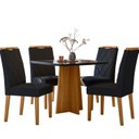 Ver imagem 2 de Conjunto Sala de Jantar Mesa Tampo Vidro/MDF Anitta 90cm com 4 Cadeiras Sarah Marrom/Ype/Preto/JA03