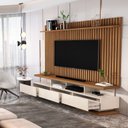 Ver imagem 5 de Rack com Painel Ripado para TV até 72 Polegadas 3 Gavetas e Pés com Rodízios Vivare Classic