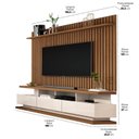 Ver imagem 3 de Rack com Painel Ripado para TV até 72 Polegadas MDF 185,5CMX192CM 3 Gavetas e com Rodízios Vivare Classic Marrom