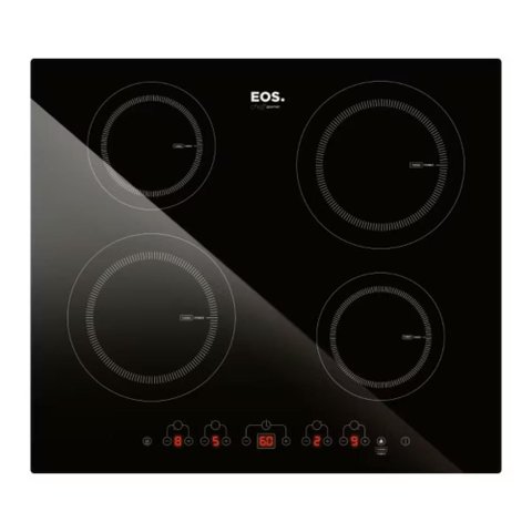 Cooktop de Indução 4 Bocas 59cm Full Glass Painel Touch 7500W Preto 220V - Eos