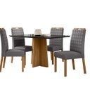 Ver imagem 2 de Conjunto Sala de Jantar Mesa Tampo Vidro/mdf Anitta 135cm com 4 Cadeiras Mariah