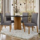 Ver imagem 1 de Conjunto Sala de Jantar Mesa Tampo Vidro/mdf Anitta 135cm com 4 Cadeiras Mariah