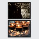 Ver imagem 1 de Kit 2 Quadros Zen Buda E Velas 24x18cm:Madeira preta