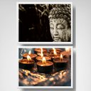 Ver imagem 2 de Kit 2 Quadros Zen Buda E Velas 24x18cm:Madeira preta