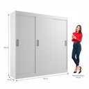 Ver imagem 3 de Guarda Roupas Casal Lisboa 3 Portas de Correr e 2 Gavetas - Branco Branco