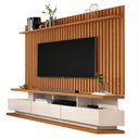 Ver imagem 2 de Rack com Painel Ripado para TV até 72 Polegadas 3 Gavetas e Pés com Rodízios Vivare Classic