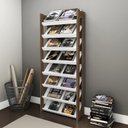 Ver imagem 3 de Estante Armário Alta Multiuso 8 Prateleiras Az1006 Branco / Nogal - Tecnomobili